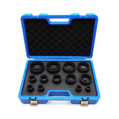 13pcs Grooved Lock Nut Socket Set with Internal Teeth, Spindle Nuts Socket Kit Ball Joints Axle Locknut Remove Install Locking Hub Socket for KM KML HM HML HMLL Groove Nut with 1/2'' KM0-KM12 - size: Internal Teeth