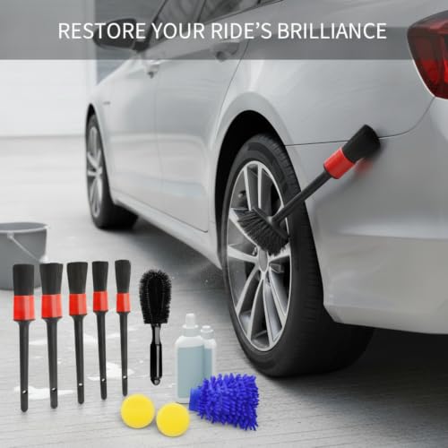Car Detailing Brush Set, PP Plastic Cleaning Tools for Interior Vents, Dashboard, Wheels, and Exterior Crevices - size: 11.02 x 7.09 x 2.76 in