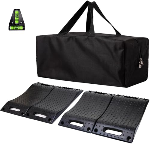 Tire Saver Ramps Set of 4, Rubber, Prevent Flat Spots for Storage | Wheel Cradles, Tire Stoppers & Protectors, Supports Up to 60,000 lbs, Trailer, Camper & Truck Ready, Carry Bag