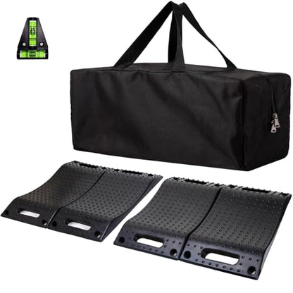 Tire Saver Ramps Set of 4, Rubber, Prevent Flat Spots for Storage | Wheel Cradles, Tire Stoppers & Protectors, Supports Up to 60,000 lbs, Trailer, Camper & Truck Ready, Carry Bag