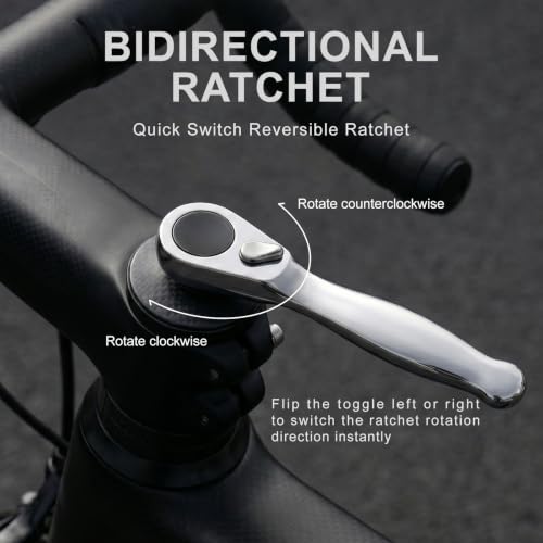 Compact Bike Repair Tool Kit with Bidirectional Ratchet Wrench & 7 S2 Bits | All-in-one portable design, bidirectional ratchet wrench, 7 magnetic s2 steel bits, high-tack vulcanized tire strips