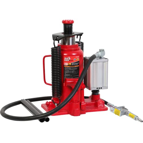 BIG RED 20 Ton Hydraulic Aluminum Alloy Pump/Pneumatic Quick Lift Welded Car Bottle Jack, Longer Lifespan, Ideal for Car, Pickup, Truck, SUV, Industrial Engineering - style: 20 Ton(40,000 LBs)
