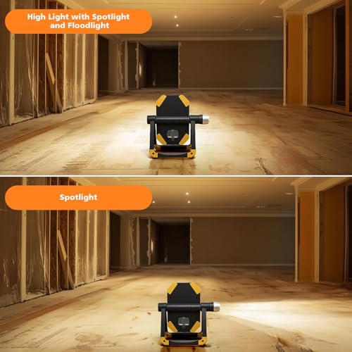 2-Pack 2500LM 3-in-1 Magnetic Rechargeable LED Work Light with Flashlight | 5 Lighting Modes, Strong Magnetic Base, 360° Rotating Foldable Stand for Hands-Free Car Repair, Camping & Emergency