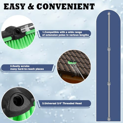 Car Wash Brush Head 10", Soft Bristle Car Cleaning Brush Srub Brush Attachment for Extension Pole, Outdoor Cleaning Tool for Window, Wall, Floor, Deck, Patio （4 Pack） - size: 4 Pack