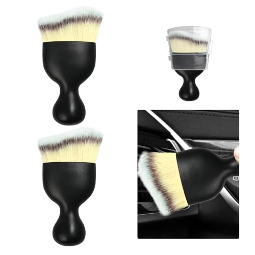Ziciner 2 PCS Car Detailing Brush, Curved Soft Bristles Auto Removal Dust Collectors, Universal Vehicle Dashboard, Air Conditioner Vents etc Interior Cleaning Tool Accessories (Beige) - color: Beige, size: 2 PCS