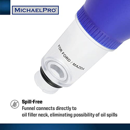 MichaelPro Spill-Free Oil Funnel for Ford and Mazda Vehicles, Hands-Free Design for Oil Changing, Saves Time and Effort | MP009076