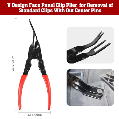 TOOLEAGUE Body Clip Pliers Set, 30° and 80° Push Pin,Panel Removal Pliers | Automobile Upholstery Trim Clip Removal Tool，CR-V Steel, Polyvinyl Chloride (PVC) Handles