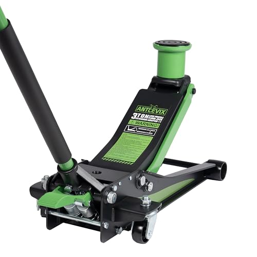 Heavy Duty 3-Ton (6600 lbs) Low Profile Steel Racing & Off-Road Hydraulic Car Floor Jack with Dual Piston Quick Lift Pump, Foot Pedal, Extension Adapter for Cars, SUVs & Trucks Repair