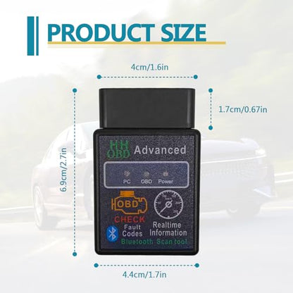 Bluetooth OBD2 Wireless Scanner Diagnostic Tool, Vehicle Code Reader for Car, Scan Tool Reset & Clear Check Car Engine Light, Compatible with iOS & Android & Windows