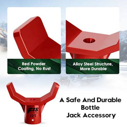 Bottle Jack Adapter, 12T Steel Saddle for 3"-4" Axle,Fits 1.65" Jack Saddle | Parallel Flat + Sloped Sides + Ribs, Stable. Fits 3"-4" Axles. Steel, Rust-Proof. For Rv, Truck, Trailer - color: red