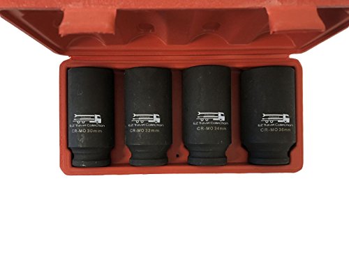 1/2" Drive Deep Spindle Axle Impact Socket (MM) 4-Pack