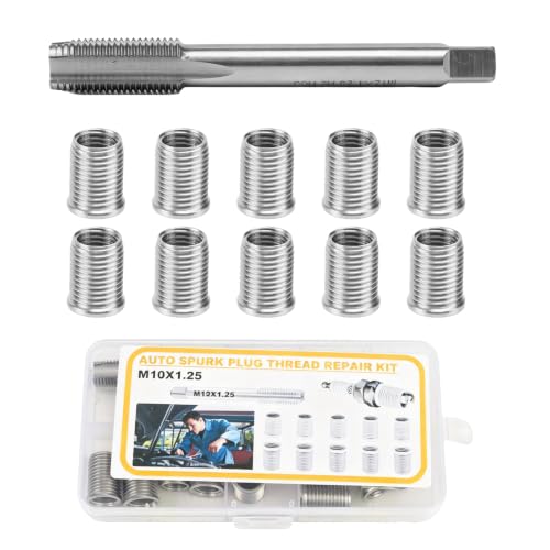 Spark Plug Thread Repair kit, M10*1.25 BoltM10*1.25 Tap Stainless Steel Repair kit for Automotive Engine Cylinder Head Rethreaded Kit Repairs Tools - color: M10*1.25