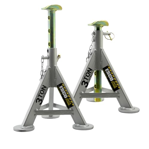 ESCO 3 Ton Performance Axle Jack Stands, Auto Car Truck 4x4 Off Road, 1 Pair, Grey (10497 Pair) - style: 3 Ton - Axle Top