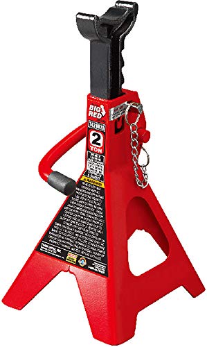 BIG RED T42002A Torin Steel Jack Stands: Double Locking, 2 Ton (4,000 lb) Capacity, Red, 1 Pair - size: 2 Ton, style: Double Locking