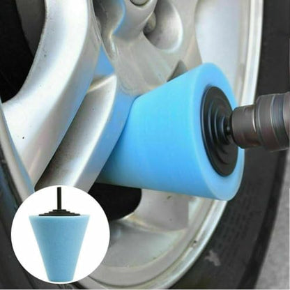 Tapered Foam Polishing Pad Blue Cone Shape for Auto Wheels - Drill Buffer Attachment Car Care Kit Scratch Repair 85mm Length