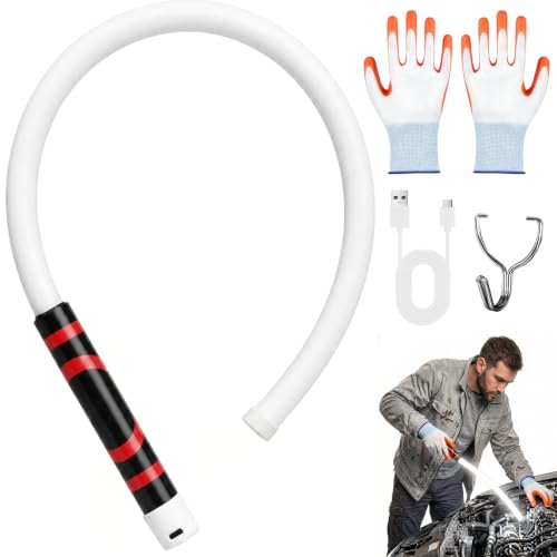 Plman 30" Flexible LED Flashlight Stick with Hook and Gloves | USB-C Charging, 3 Lighting Modes, Flexible LED Light Stick for Automotive Repair, Electrical Inspection, Camping
