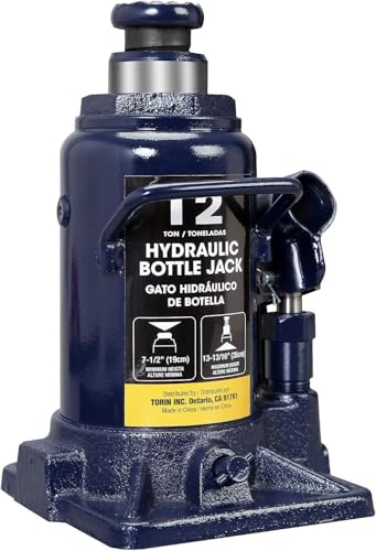 12 Ton Hydraulic Bottle Jack, 24,000 LBS Heavy Duty Steel Auto Lift with Long Handle, Leak-Free Hydraulic Pump, Portable Car Jack for Truck, SUV, RV, and Garage Repair, Blue