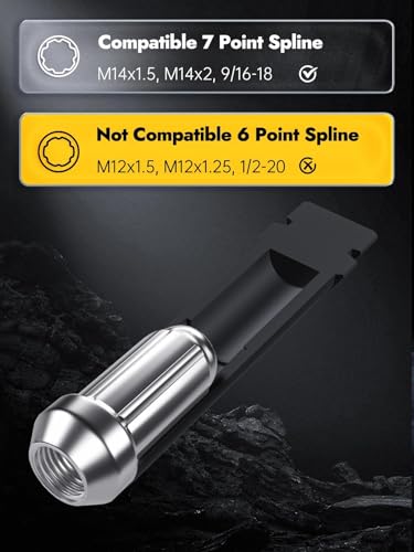 MIKKUPPA 2pcs 7 Point Spline Lug Nuts Socket Key - for 20mm Inner Diameter Wheel Lock Tuner - Compatible with 21mm (13/16) and 22mm (7/8) Replacement Hex Socket Key - color: Black, size: 7 Spline - 2 PCS