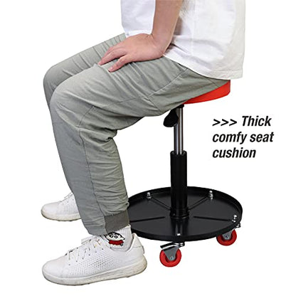 Big RED ATRHL6201R Torin Heavy Duty Rolling Pneumatic Creeper Garage/Shop Seat: Padded Adjustable Mechanic Stool with Tool Tray Storage, Red Large,15.36" D x 15.36" W x 4.73" H - style: 6201