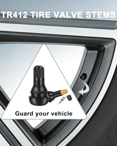 Riseuvo 5 Pcs TR412 Rubber Snap-in Tire Valve Stems - Fits Standard 0.453" Rim Hole for Car, Truck, SUV, Trailer Tires