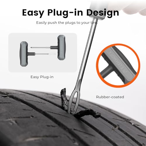 ETENWOLF Flat Tire Repair Kit with Plugs 16 Pcs, Heavy Duty Tire Plug Kit | for Car, Motorcycle, ATV, Jeep, Truck, Tractor, SUV - color: Grey