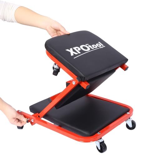Mechanic Creeper, Garage Gift, 36" Z Creeper Seat, 2 in 1 Mechanic Gifts, 300 lbs Capacity, Low Profile Creeper with 6 pcs Wheels in Garage/Shop for Fathers Day Tool Gift (Red) - color: Red