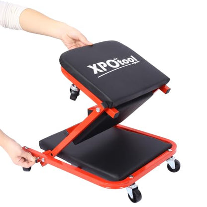 Mechanic Creeper, Garage Gift, 36" Z Creeper Seat, 2 in 1 Mechanic Gifts, 300 lbs Capacity, Low Profile Creeper with 6 pcs Wheels in Garage/Shop for Fathers Day Tool Gift (Red) - color: Red