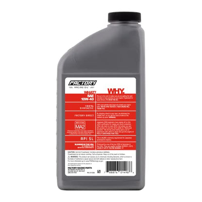 Factory Racing Parts Oil Change Kit compatible with Honda XR500R XR600R TRX300 TRX350 TRX400 – Includes 3 Quarts of 10W-40 Full Synthetic Oil, 1 Filter, 1 Crush Washer, 1 Funnel, 1 Oil Change Sticker