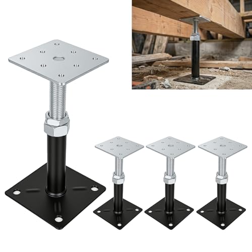 Adjustable House Floor Jacks, Post Floor Joist Jacks for Leveling, 5" - 8" Height Adjust Range, Telescoping Screw Jacks for Temporary Support, 5000 LBS Max Load Capacity 4 Pack - size: 5" - 8" Adjustable Floor Jacks