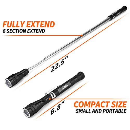 Lenski Gifts for Men Dad Husband Flexible Magnetic Pickup Tool with LED | Magnetic Flashlight Pickup Tool, Gifts for Husband Dad, Birthday Gifts for Him Husband Father，Stocking Stuffers for Men
