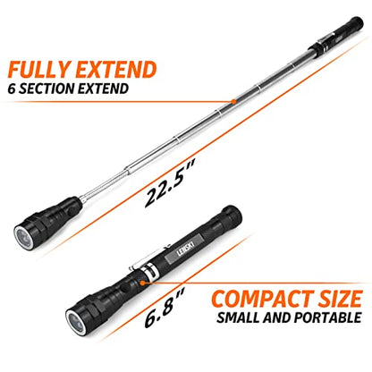 Lenski Gifts for Men Dad Husband Flexible Magnetic Pickup Tool with LED | Magnetic Flashlight Pickup Tool, Gifts for Husband Dad, Birthday Gifts for Him Husband Father，Stocking Stuffers for Men