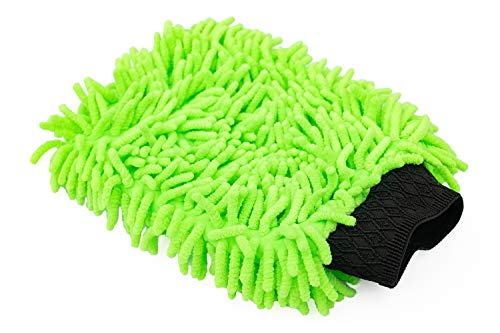 The Rag Company - Premium Chenille Microfiber Knobby Wash Mitts - Perfect for Car Washing and Detailing; Scratch-Free, Lint-Free, Double-Sided, Plush, and Absorbent; Lime Green + Blue (2-Pack) - color: Lime Green + Blue