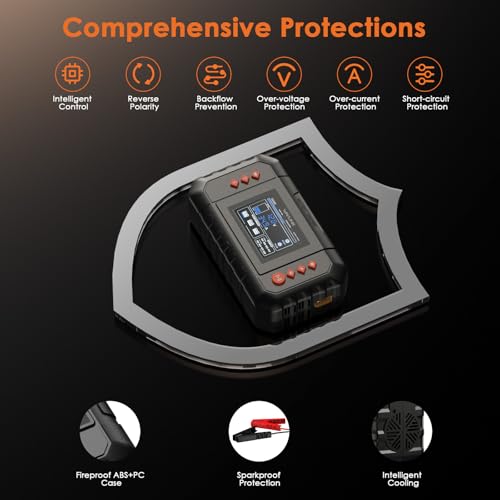 WAVLINK 450W Smart Battery Charger, 35A 6V/12V/24V Car Battery Charger | Max LCD Display; Lead-Acid/Lithium/LiFePO4 Compatible; Battery Maintainer & Desulfurizer for Cars, Boats, Motorcycles - color: 35-AMP