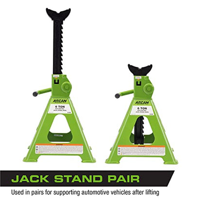 ARCAN 6-Ton Ratcheting Jack Stands, Pair, Model ALJS6