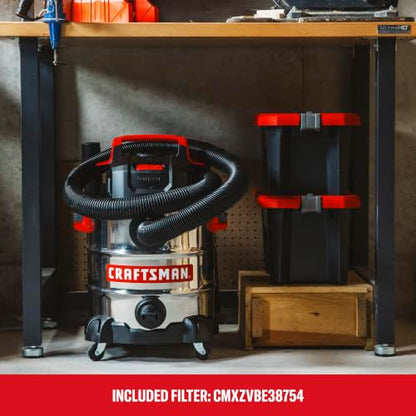 CRAFTSMAN CMXEVBE17155 10 Gallon 6.0 Peak HP Stainless Steel Wet Dry Vac
