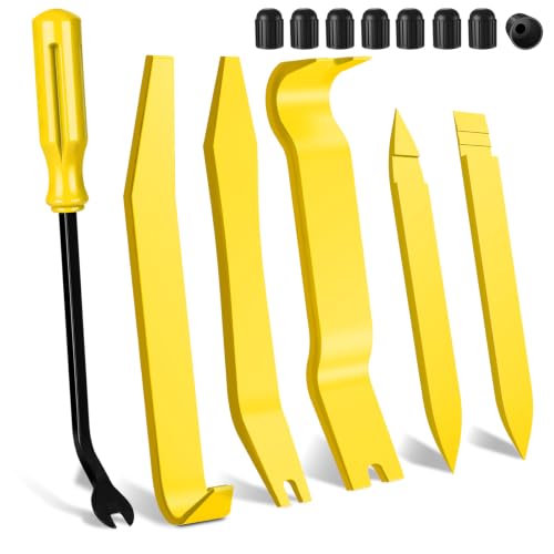 14PCS Auto Trim Removal Tool kit, Car Clip Removal Tools Kit No Scratch Plastic Pry Tool Door Panel Rivet Pliers Tool Kit,Interior Fastener Puller Set for Vehicle Dash Radio Audio Installer Yellow - color: Yellow, size: 14 PCS