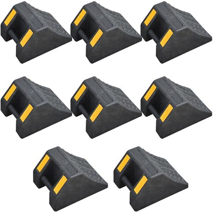 OrangeStar Rubber Wheel Chocks, Tire Chock w/Handgrip for Car, RV, Travel Trailer, Camper Accessory (8 Packs - size: 6.6"x4.8"x4"- 8 Packs