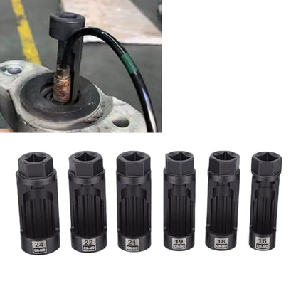 6pcs Suspension Strut Nut Socket Set, 16mm 18mm 19mm 21mm 22mm 24mm Shock Absorber Strut Nut Removal Tool Socket Kit