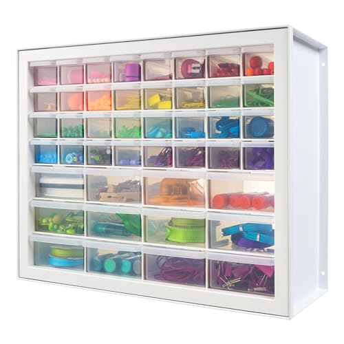 IRIS USA 44-Drawer Small Parts Organizer, Made in USA, Storage Drawers for Beads, Crafts, Building Bricks, Screws, Nuts, Bolts, Electronics, Hardware, Stackable Garage Storage Cabinet, White - color: White, size: 44 Drawer