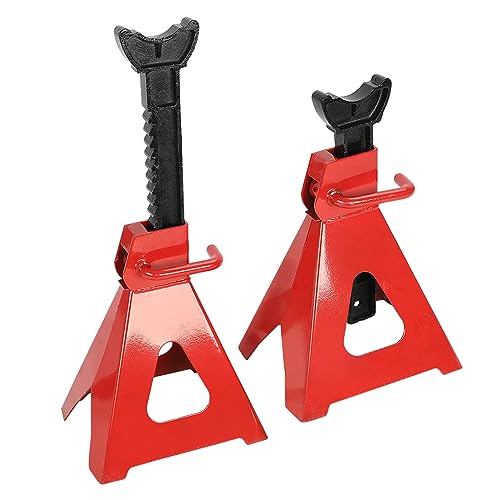 6 Ton (12,000 LBS) Automotive Jack Stands | Adjustable Height 14.6"- 24", Heavy Duty Steel Car Lifting Stand for Garages, Repair Shops, Red, 1 Pair