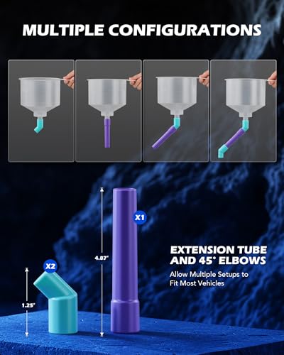 OMT 17 Piece No Spill Coolant Funnel Kit, Leakproof Coolant Bleeder Kit | Radiator Funnel Set for Easy Coolant Refilling with Adapters & Caps, Compatible with GM Ford, Universal Vehicles(No liquid)
