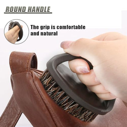 Soft Horsehair Bristle Leather Cleaning Brush for Car Interior, Comfortable Grip Car Wash Brush to Clean Upholstery Furniture Boots, Felt Hat Scrub Brushes Auto Detailing Cleaner Tool (1PC) - size: 1PC