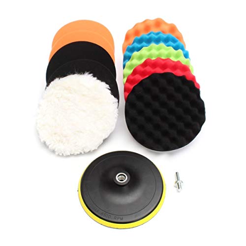 PYouo-mini Polisher Pads, 11Pcs Waffle Sponge Buffer Car Buffing Polisher Pads, Foam Polishing Set 3" 5" 6" 7", Waxing (Material : 6inch) - size: 6inch