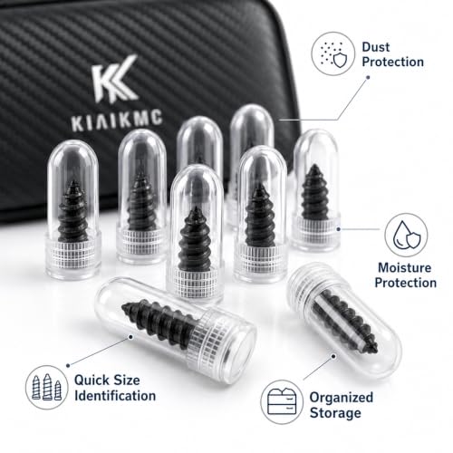 Tire Repair Screws Kit, Screw in Tire Plugs for Emergency Puncture Repair, Rubber Nail Screw in Tire Plug Kit with Pliers, Screwdriver & Rubber Cement for Tubeless Tires
