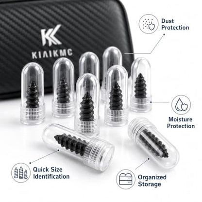 Tire Repair Screws Kit, Screw in Tire Plugs for Emergency Puncture Repair, Rubber Nail Screw in Tire Plug Kit with Pliers, Screwdriver & Rubber Cement for Tubeless Tires