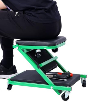 36" Mechanic Creeper and Rolling Stool, Convertible Z Creeper Seat with 6 Swivel Casters, 300 lbs Capacity Steel Frame Garage Chair for Auto Repair Shop Maintenance,Green - color: Green