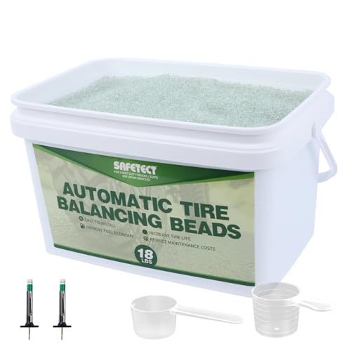 Tire Balance Beads for Truck 288 oz Balancing Beads for Motorcycle, Tempered Glass Tires Bead for Balancing Trailer, Car, Off-Road, with Tire Tread Depth Gauge - size: 18 lb (8.16 kg)