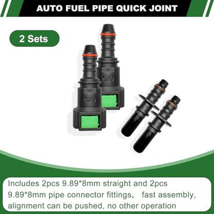 2 Sets Fuel Line Quick Connect Straight Fittings, 9.89mm to ID 8mm | Nylon Fuel Line Connectors Straight Pipe Connector, Quick Release Fuel Connector - color: 2 Sets Fuel Line Quick Connect SAE 9.89mm to ID 8mm