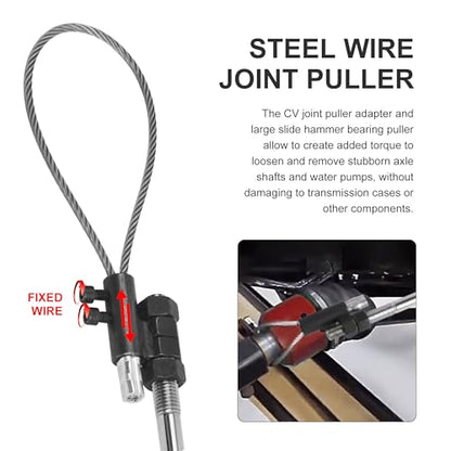 Inner CV Joint Puller Slide Hammer Front Wheel Drive Axle Half Shaft Removal Tool Kit Heavy Duty 10 Pounds Slide Hammer 63mm 48mm CV Joint Fork Adapter Attachments