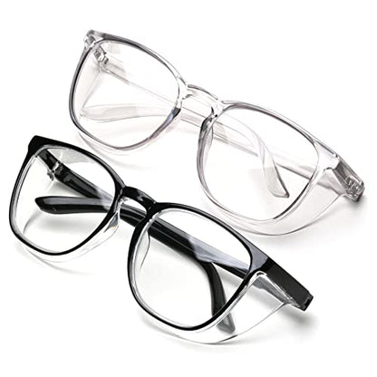 JOO'RTI Anti-Fog Safety Goggles Anti-Blue Light Saftey Glasses Anti-Dust Protective Eyewear for Women and Men - color: 2packs(black & Grey)